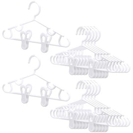 Hsei 30 Packs Baby Hangers with Clips Toddler Hangers with Clips for Kids Pants Closet Coat Skirts Socks (White)