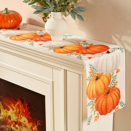 DOLOPL Thanksgiving Table Runner for Thanksgiving Decorations, Fall Table Runner with Pumpkins and Maple Leaves for Fall Decorations, Kitchen, and Holiday Gatherings, 13x72 Inch