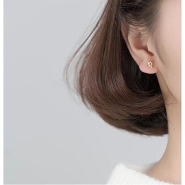 Sailor's Knot Stud Earrings for Women Teen Girls 925 Sterling Silver Celtic Love Knot Line Tiny Ball Screw Back Pierced Sleeper Tragus Studs 20G Post Helix Cute Minimalist Jewelry Gifts (Gold)