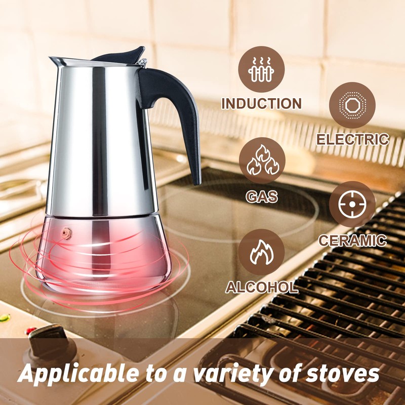 DITOSH 2 Cup 100 ML 3.3 oz Stovetop Espresso Maker