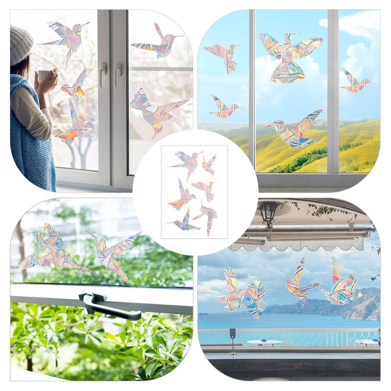 6 Sheets Anti-Collision Window Stickers, Window Stickers with Rainbow Reflection