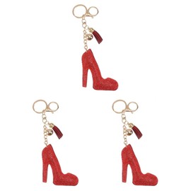 Abaodam Red Purse Chain Crystal Decorative Holder Metal Decoration Heels Keychains Keyring Alloy Ring Handbag High Charm Keychain Glitter Womens Bag Women Pendant Bling Delicate Key