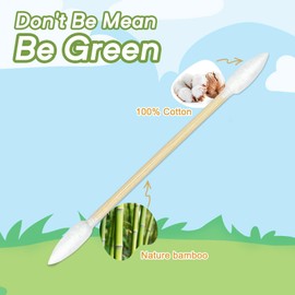 Bamboo Cotton Swabs - Sturdy Bamboo Core, Soft Cotton Tips - Disposable Swabs for Beauty, Makeup, Beauty, Skincare and Personal Care - Eco-Conscious Packaging (500 Pointed Tips)