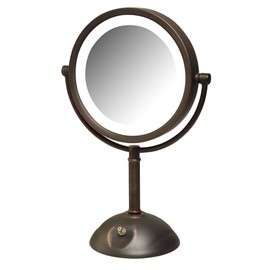 JERDON 8.5" Vanity Mirror with LED Lighting - 1X and 8X Magnification - Bronze Makeup Mirror - Model HL8808BZL