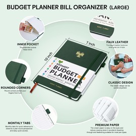 Soomeet Budget Planner with Monthly Tabs,Large Size, Budgeting Journal and Budget Book to Control Your Money, Hardcover (Dark Green)