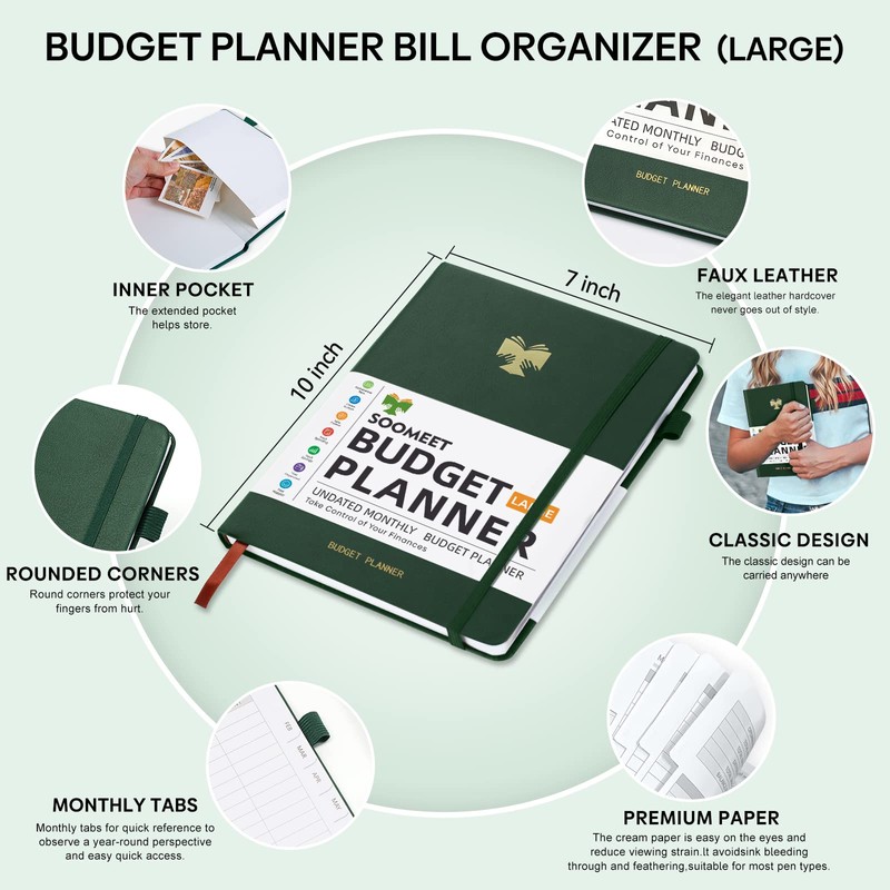 Soomeet Budget Planner with Monthly Tabs,Large Size, Budgeting Journal and