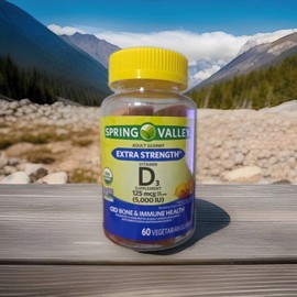 Spring Valley Extra Strength Vitamin D3 Gummies for Bone and Immune Health, 125mcg (5000 IU)