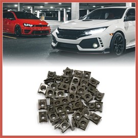 ACROPIX 50 Pcs Dark Green Universal Metal M6x1.0 U Nuts Fairing Clip Speed Fastener Replacement for Motorcycle Car Parts