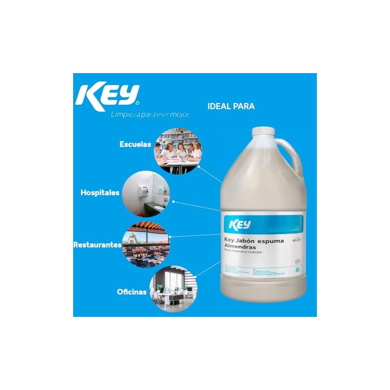 KEY Jabón Espuma de Almendras, 4L | Para Manos y