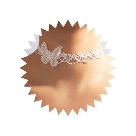 Wendalern Vintage White Lace Butterfly Choker Necklace Elastic Lace Collar Jewellery for Women and Girls