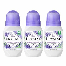 CRYSTAL - Desodorante mineral sin aluminio, roll-on para mujeres y hombres, lavanda y té blanco, sin parabenos, certificado libre de crueldad animal y