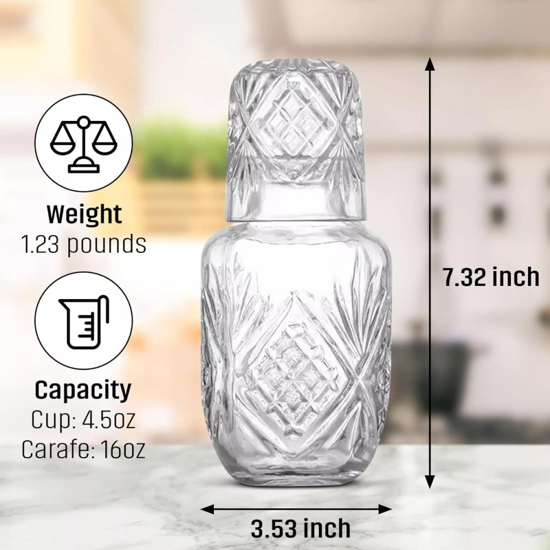 Maypes Water Pitcher – Luxurious Water Bedside Carafe with Drinking