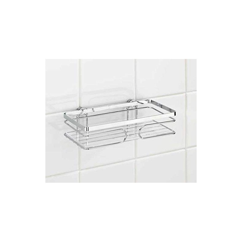 WENKO Wandablage Premium, Offener Wand-Caddy, Rostfreier Edelstahl/Kunststoff, 24 x 6,5