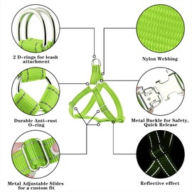 Plutus Pet Step In Dog Harness, Reflective, Adjustable, and Secure with Metal Buckles, Easy Walk Dog Harness for Puppy, Small, Medium and Large Dogs, Green, S