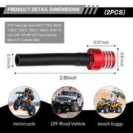 Wogomz 2PCS Breather Hose Gas Fuel Tank Cap, One Way Fuel Tank Vent Valve Tube, Universal CNC Aluminum Breather Hose for ATV Quad CRF KLX DRZ Pit Dirt Bike Off-road Motorcycle (Red)