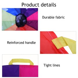 DKINY Rainbow Swing Cloth Children 2.4 m Colourful Parachute with 12 Balls and 12 Handles Parachutes Toy Parachute Game Cooperative Movement Game Sports Game Outdoor Group Game for Garden Schools