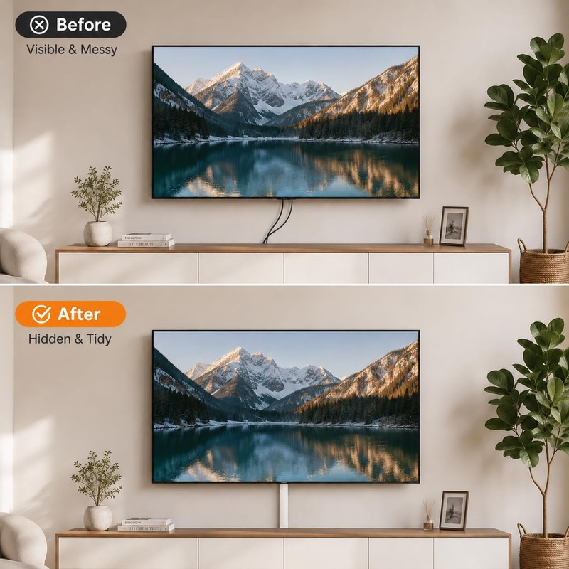 39" Flexible Cord Hider Wall for Mounted TV Single Wire，Side