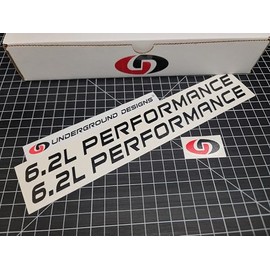 6.2L Performance Decals (2-Pack) Truck Hood Fender Stickers Fits Silverado Sierra Tahoe RST V8 (Matte Blackout)
