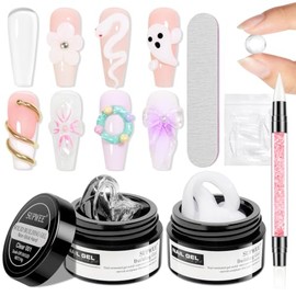 Gel de arte de uñas 3D transparente y blanco, gel sólido constructor para uñas, antiadherente, para escultura de manos, geles duros con doble forma pa