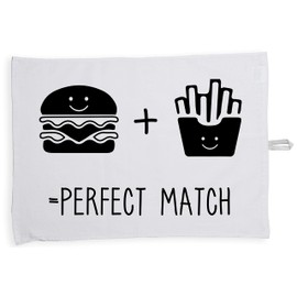 Hippowarehouse Burger + Fries = Perfect match Tea Towel Eco Printed Dish Cloth Kitchen accessory 50cmx70cm 100% Cotton
