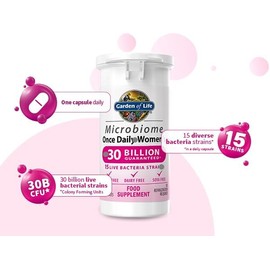 Garden of Life Microbiome Probiotics for Women – 30 Billion CFU, 15 Strains – Once Daily – 30 Vegan Capsules – Gut, Immune & Vaginal Health – Gluten, Dairy & Soy Free – Made in Italy