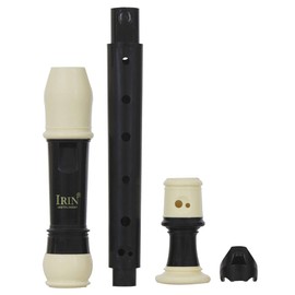Heysland Descant Recorder Professional Detachable ABS Soprano 8 Hole Baroque Style Recorders Instrument with Thumb Rest Storage Bag Fingering Chart Classroom Wind Instruments Black