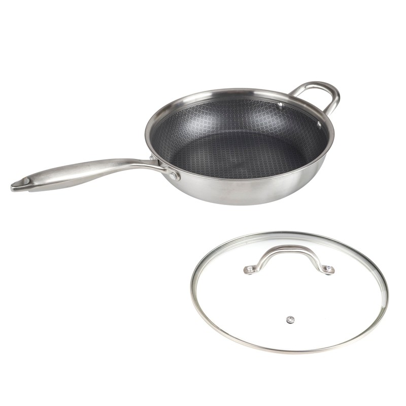 Servappetit 3qt Saute Pan w/Lid & Hex Lining Silver