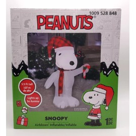 Gemmy Peanuts Snoopy Santa Hat Candy Cane Airblown Inflatable LED 3.5Ft Outdoor