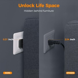 Flat Plug Tower Power Bars with Surge Protector, TESSAN 10 Ft Power Strip Extension Cord Indoor, Charging Station with 8 Multi Outlets, 4 USB Ports (1USB C), Home Office Dorm Room Supplies, Pure Black