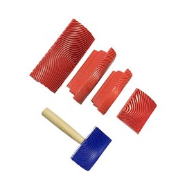 Bioristar Wood Texture Roller Graining Tool Wallpaper Roller Wall Paint Wood Roller Rubber Graining Painting Tool Real Wood Look Room Decoration DIY Tool (5 Pack)