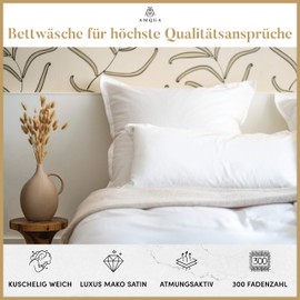 Amqua Mako Satin Spannbettlaken 90x200cm, 100% ägyptische Baumwolle (zertifiziert), Bettlaken für Boxspringbett & Wasserbett oder Matratzen bis 30cm Höhe, Farbe: Weiß
