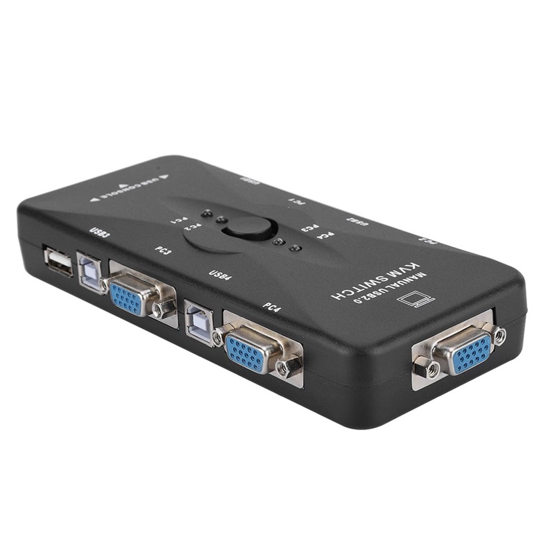 4-Port USB 2.0 KVM VGA/SVGA Monitor Hub Computer Switch Box
