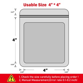 EONJOE 100-pack 4×4 inch mylar bags with clear window holographic resealable sealable packaging zip bag for small bussiness jewelry candy sample food packing supplies （Pink）