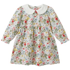 pureborn Baby Toddler Girls Woven Dress Long Sleeve Spring Fall Playwear Dresses White Green Floral 18-24 Months