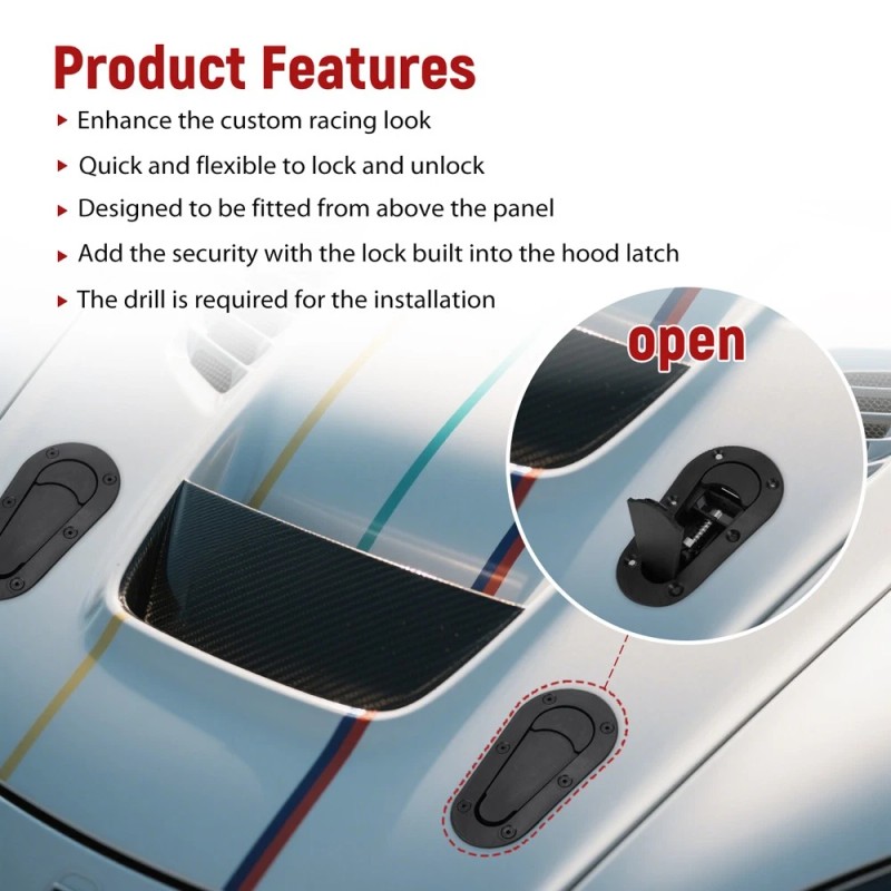 BARTOO Universal Racing Car Flush Mount Quick Release Hood Latch