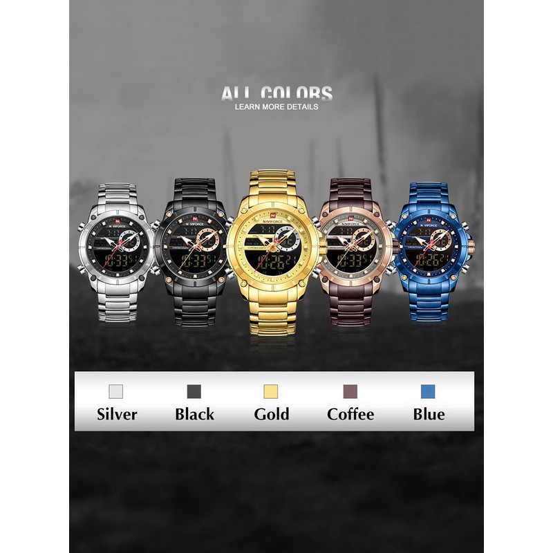Men Watch Quartz Movement Digital Chronometer Analog Business Sports Casual