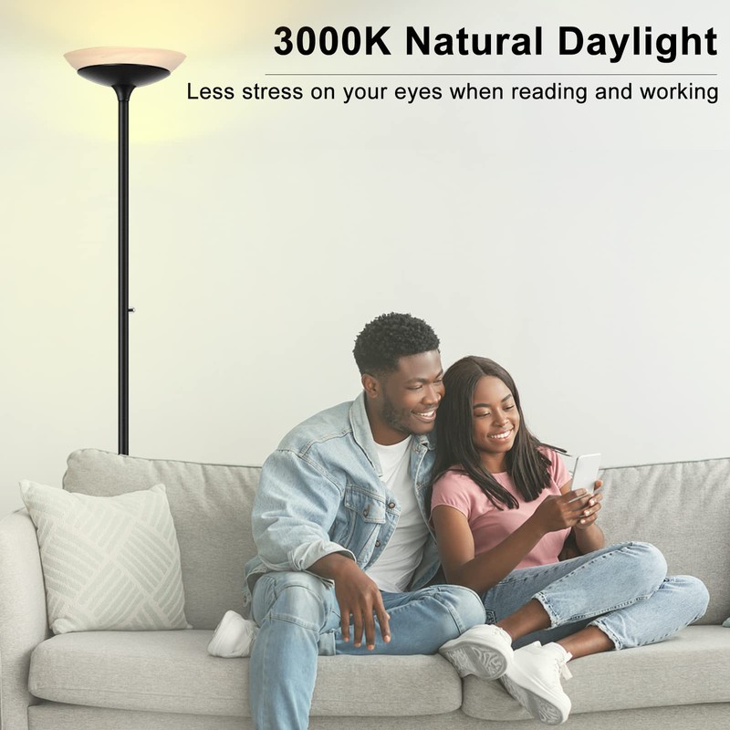 BoostArea Torchiere Floor Lamp, 30W Super Bright LED Standing Lamp,