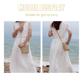 Fecialy Stroh Crossbody Tasche für Damen Handgemachte Rattan Umhängetaschen Strand Sommer Handgewebte Stroh Clutch Geldbörse
