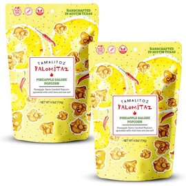Palomitaz Pineapple Galore Popcorn Sweet & Spicy Mexican-Style Kettle Corn with Pineapple, Chili, Lime & Sea Salt Handcrafted Fruity Snack, Gluten-Free, Vegan, No Artificial Colors, 2 Bags 4oz Each