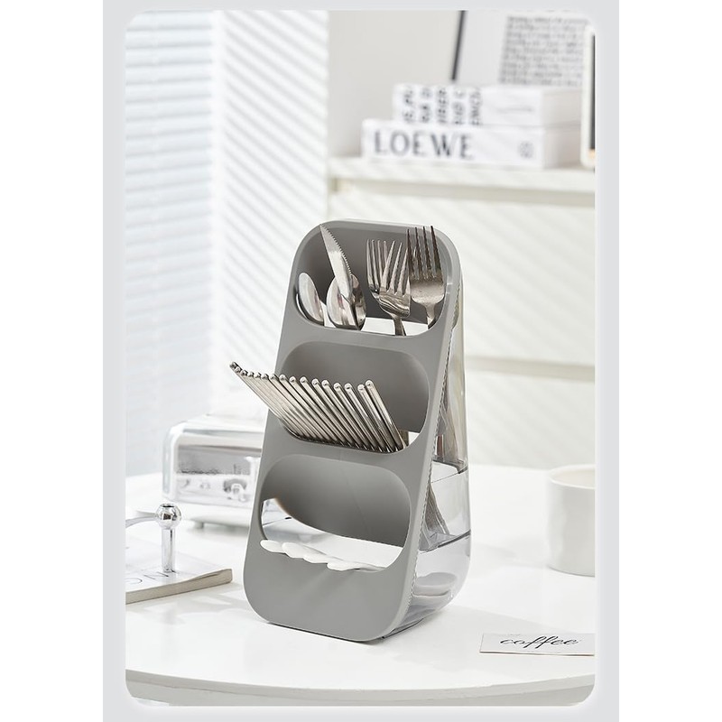 Hosoncovy Countertop Cutlery Drying Holder 3 Tier Cutlery Drainer Tableware