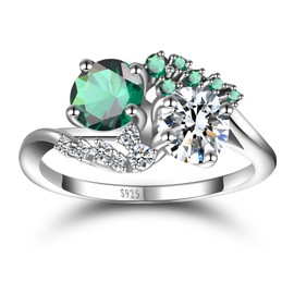 ETERMBOL Round Flower Cluster Women Engagement Ring 925 Sterling Silver Simulated Multi Gemstone Filigree Cluster Band Ring Toi et Moi Ring Twist Ring Size 7