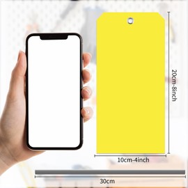 100 Pieces 4x8 inch Large Yellow Plastic Tags with Wires Heavy Duty Waterproof Shipping Tags with String Writable Blank Hang Tags with Reinforced Holes for Luggage Garage Inventory Car Parts