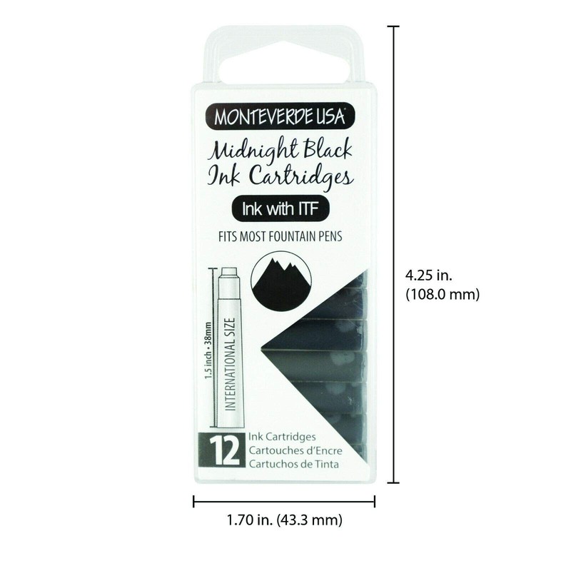 Monteverde USA International Standard Ink Cartridges - Midnight Black -