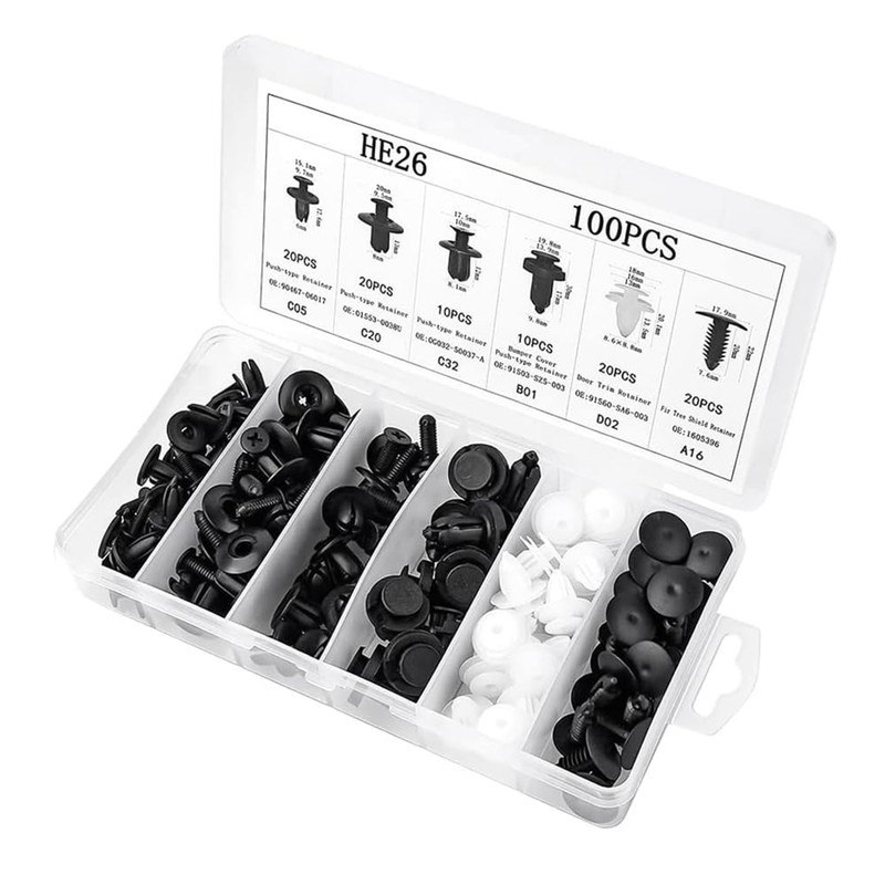ieron 5 PCS Fasteners Remover Clips Kit with 100PCS Car