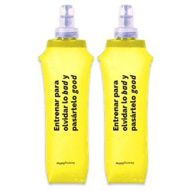 HappyTraining TPU Foldable Water Bottles, Soft Flask 250 ml, Water Bottle, BPA-Free Sports Bottle for Hydration Backpack, Jogging, Biking, Hiking, Camping and Climbing (2 Pieces)