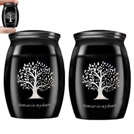 Small Keepsake Urns for Pet Ashes, 1.58 Inch Mini Cremation Urns for Ashes with Tree of Life Pattern,Stainless Steel Decorative Memorial Mini Funeral Urn for Ash (Tree of Life-2 Pack)