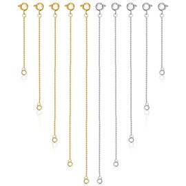 VILLCASE Extensor de Collar, 10 Piezas Chapados En Cobre Oro Y Plata, 5 Tamaño Cadena de Extensión Para Pulseras, Tobilleras, Fabricación De Hacer Joyas