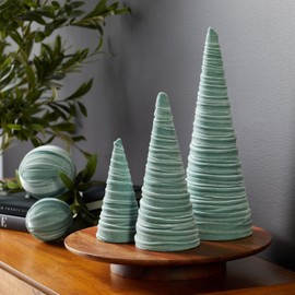 Sage Velvet Cones Set of 3, Mantel decor, Holiday Entryway,Green Sage Minimalist Tablescape, Wedding Centerpiece, Tree Figurines (Sage)