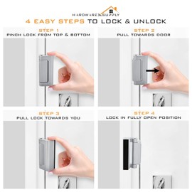 HardwareX Supply Door Reinforcement Lock, Privacy Door Latch Harden Construction 3" Stop Childproof, White (2 Pack)