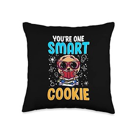 I Teach Smart Cookies School Shop You're One Smart Cookie Wearing Glasses Kids Girls Boys Cool Throw Pillow, 16x16, Multicolor